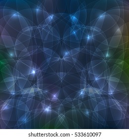 Abstract dark blue background with lines and glow. 