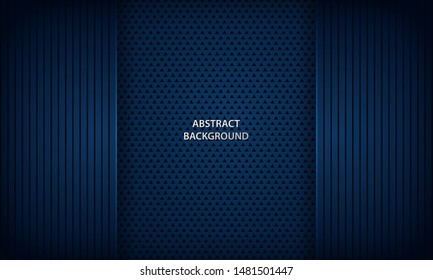 Abstract dark blue background with modern line stripes decoration. Geometric shape paper cut layer element design template for brochure, business, banner, flyer, card and cover.