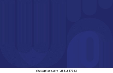 Abstract dark blue background. Modern blue round with geometric lines shape