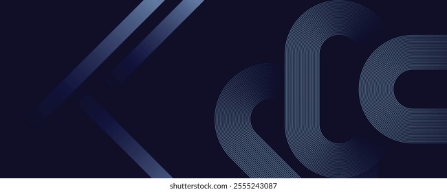 Abstract dark blue background Modern blue gradient round with geometric lines shape