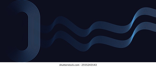 Abstract dark blue background Modern blue gradient round with geometric lines shape