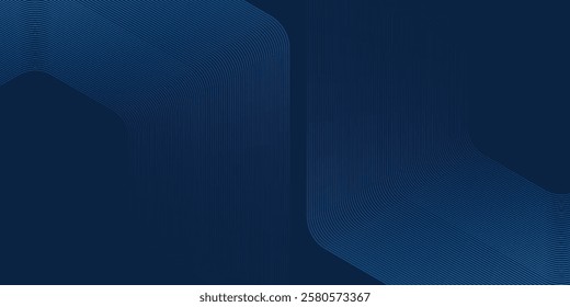Abstract dark blue background. Modern line stripes curve abstract presentation background. Luxury paper cut background design modern simple