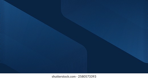 Abstract dark blue background. Modern line stripes curve abstract presentation background. Luxury paper cut background design modern simple art