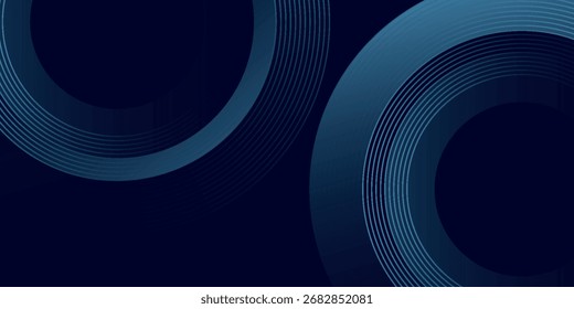 Abstractas fondo azul oscuro con decoración moderna de líneas circulares azules brillantes. Elegante patrón de línea geométrica. Concepto de tecnología futurista. Concepto de Vector para portadas, carteles, Anuncios. VOl. 2.