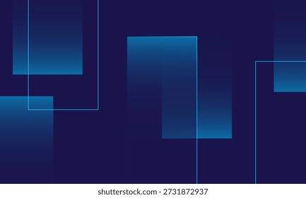 Abstract dark blue background. Modern dynamic composition of stacked rectangles with lines.