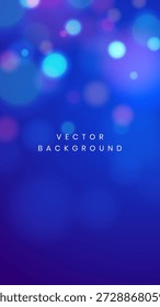 Abstract dark blue background or navy surface with glowing light blue bokeh circles and soft blur effect in vertical orientation for dreamlike and magical design concepts