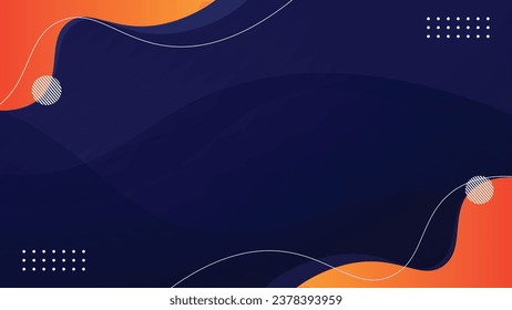 Abstract dark blue background with orange waves for powerpoint background. Dynamic shapes composition. Vector illustration