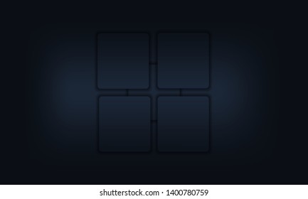 Abstract dark blue background with overlapping squares.Vector material background. Modern background design.