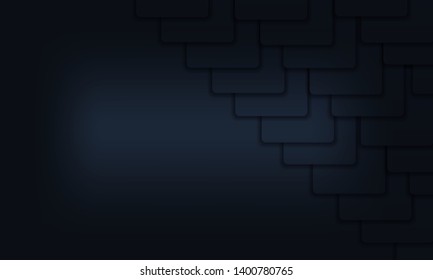 Abstract dark blue background with overlapping squares.Vector material background. Modern background design.
