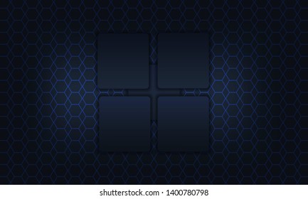 Abstract dark blue background with overlapping squares on pattern.Vector material background. Modern background design.