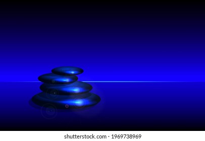 abstract dark blue background with pile of sparkling stones