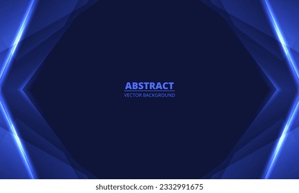 Abstract dark blue background for presentation. Navy blue modern abstract vector background with hexagon geometric elements. Vector illustration