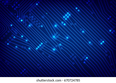 Abstract dark blue background with print circuit board line and dot connection element vector illustration eps10