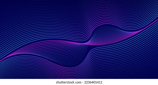 Abstract dark blue background with a  purple bird shape wavy stripes. Vector, abstraction. Can be applied for web design, website, wallpaper, banner or cover. Futuristic wavy background.
