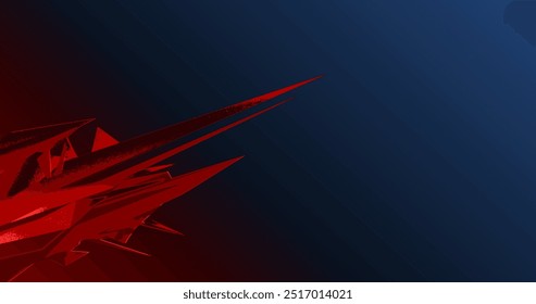 fundo azul escuro abstrato com cristais vermelhos