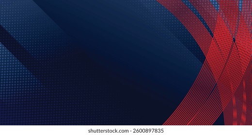 Abstract Dark Blue Background with Red Lines and Halftone Dots