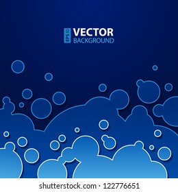 Abstract dark blue background with round bubbles. RGB EPS 10 vector illustration