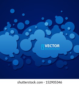 Abstract dark blue background with round bubbles. RGB EPS 10 vector illustration