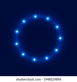 Abstract dark blue background with round lights, vector illustration.