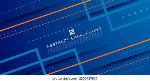 Abstractas fondo azul oscuro con patrón de líneas de sombra y naranja . Mirada 3d y diseño fresco. ilustración Vector Eps10