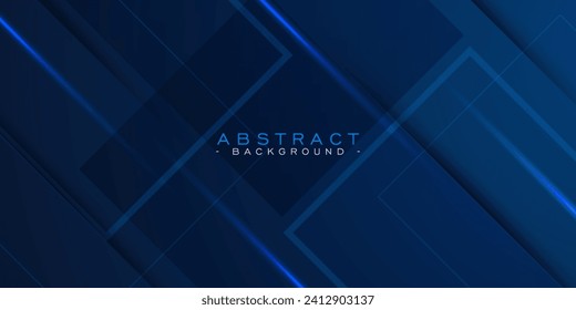 Abstract dark blue background with shadows and simple square lines. Looks 3d with additional light. Suitable for posters, brochures, e-sports and others. Eps10 vector