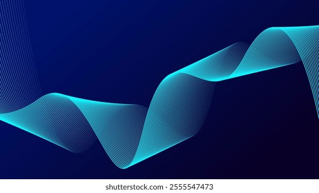 Abstract dark blue background with shiny flowing lines. Futuristic technology concept.
