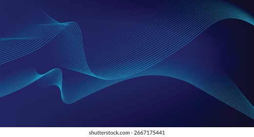 Abstractas fondo azul oscuro con líneas fluidas brillantes. Concepto de tecnología futurista.