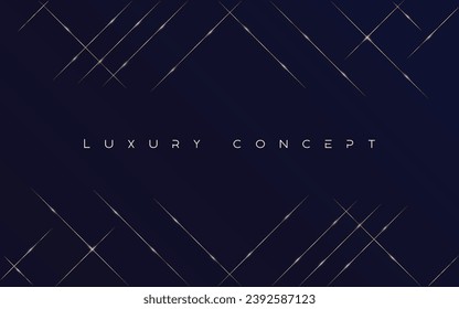 Abstract dark blue background with sleek gold lines. Luxury style template design. Vector illustration useful for mailers, templates, awards, celebrations etc.