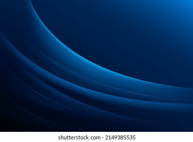 Resumen de fondo azul oscuro con una curva azul brillante suave. Diseño moderno de textura de gradiente azul. Traje para negocios, banner, presentación, afiche, sitio web, folleto, volante. Ilustración del vector