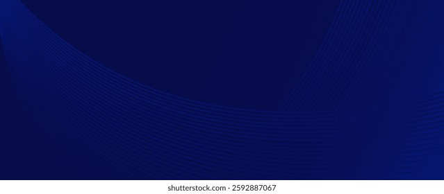 Abstract dark blue background with smooth curved lines. A sleek and modern design ideal for technology, business, and corporate themes