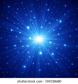 Abstract dark blue background with stars, vector illustration