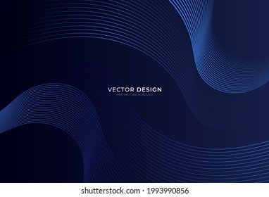 Abstract dark blue background vector. Modern wave lines graphic creative design. Line halftone pattern with gradient effect. Use for advertising, poster, cover, banner, website. Vector illustration