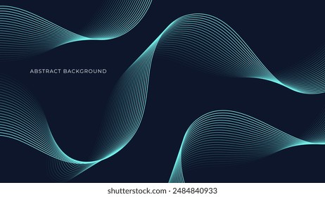 Abstract dark blue background with wave line pattern. Futuristic technology concept. Suit for banner, poster, cover, brochure, flyer. Vector illustration