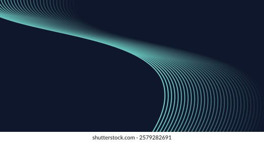 Abstract dark blue background with wave line pattern. Futuristic technology concept.