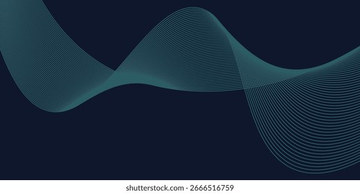 Abstract dark blue background with wave line pattern modern
