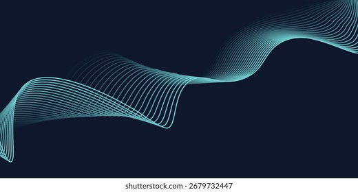 Abstract dark blue background with wave line pattern. Futuristic technology concept. Suit for banner, poster, cover, brochure, flyer. Vector illustration