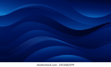 Abstract dark blue Background with Wavy Shapes. flowing and curvy shapes. This asset is suitable for website backgrounds, flyers, posters, and digital art projects.