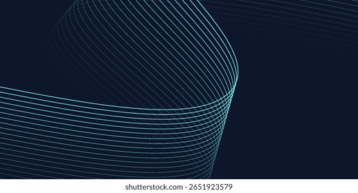 Abstract dark blue background with wavy line pattern. Futuristic technology concept. Vector illustration.