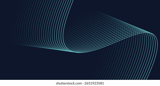 Abstract dark blue background with wavy line pattern. Futuristic technology concept. Vector illustration.