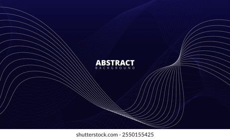 Fondo azul oscuro Abstractas con líneas de onda blancas. conveniente para el Diseño web, el arte digital y los proyectos gráficos modernos.
