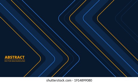 Abstract dark blue background and blue   yellow light line blank space  Futuristic navy blue modern geometric gaming backdrop  Ratio 1920x1080  vector illustration 
