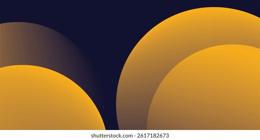 Abstract dark blue background with yellow circles. Vector illustration
