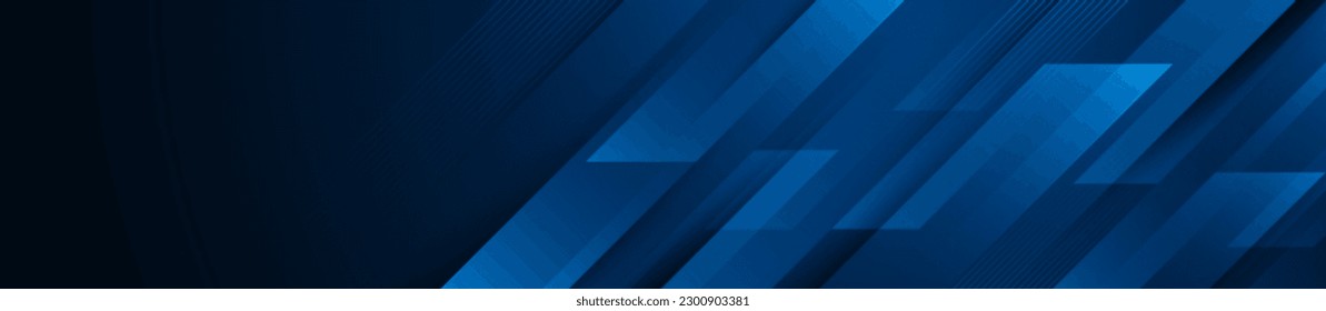 Abstract dark blue banner design background with diagonal geometric overlay layer. Modern square shape graphic elements. Suit for cover, header, banner, brochure, website. Vector illustration
