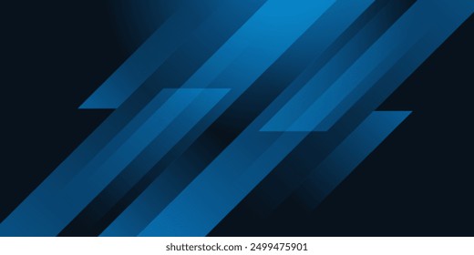 Abstract dark blue banner design background with diagonal geometric overlay layer. Modern square shape graphic elements.