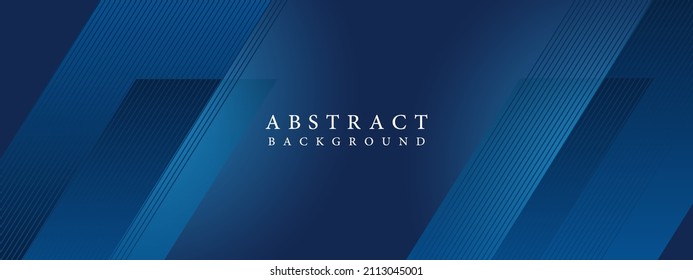 Abstract dark blue banner with minimalistic gradient design shading lines