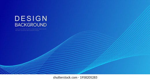 Abstract dark blue banner template. Vector minimal wavy line background for cover. vector illustration