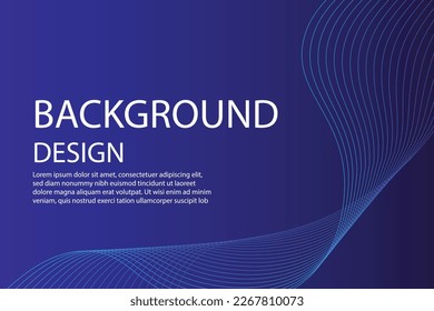 Abstract dark blue banner template. Vector minimal wavy line background.