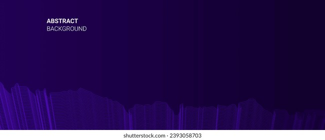 Resumen de la plantilla de banner azul oscuro. Vector mínimo fondo de línea ondulada con texto para portada de medios sociales, y cabecera. Concepto de tecnología futurista.