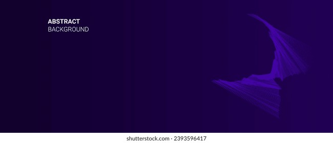 Resumen de la plantilla de banner azul oscuro. Vector mínimo fondo de línea ondulada con texto para portada de medios sociales, y cabecera. Concepto de tecnología futurista.