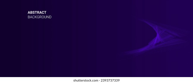 Abstract dark blue banner template. Vector minimal wavy line background with text for social media cover, and header. Futuristic technology concept.